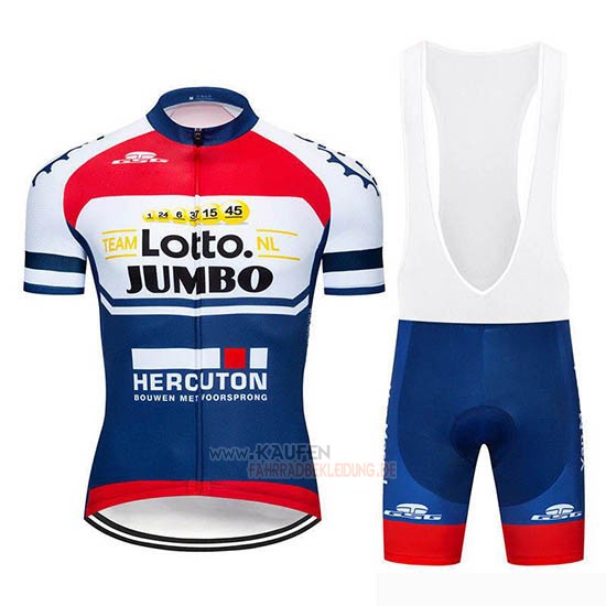 Lotto NL-Jumbo Kurzarmtrikot 2019 und Kurze Tragerhose Blau Wei Rot